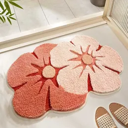 Bath Mats Flower Shaped Cute Bathroom Mats Luxury Fluffy Thick Shaggy Bath Rugs Carpets Microfiber Tufted Mat