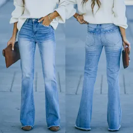 Jeans dżinsy kobiety 2023 NOWOŚĆ SIŁEGO TASSEL ELASTIC MID RISCE MICRO FLARE DEREANS MANTALON VINTAGE MUJER HIGH TALISTED DIANS