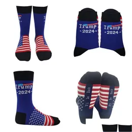 Andere Event Party Supplies Trump 2024 Socken Amerikanische Wahl Ill Be Back Lustige Socken Männer und Frauen Baumwollstrümpfe Drop Delivery Dhvbl