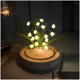 Ghirlande di fiori decorativi C2 Led Mughetto fatto a mano Bagliore di luce notturna Materiale fai da te per la casa Comodino Desktop Decor Valenti Dhhxh