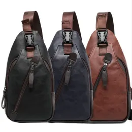 Homens PU Couro de Alta Qualidade Viagem Cross Body Messenger Ombro Fahion Casual Sling Pack Peito Bag205T