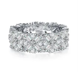 Ins Top Verkauf Eheringe Luxusschmuck 925 Sterling Silber T Princess Cut Weißer Topas CZ Diamant Edelsteine Ewigkeit Elegante Party Frauen Verlobungsband Ring Geschenk