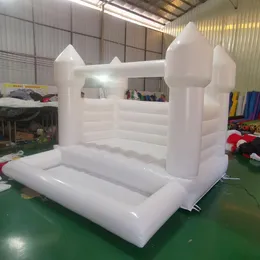 wholesale 3x3m (10x10ft) White mini inflatable bouncer kids bounce house with slide and ball pool jumping castle for sale