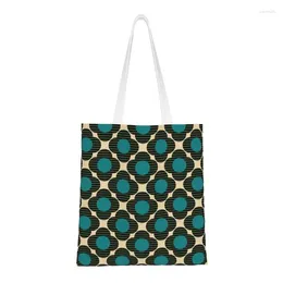 Sacos de compras reutilizáveis ​​Orla Kiely Flower Stem Bag Mulheres Canvas Ombro Tote Lavável Escandinavo Floral Comprador