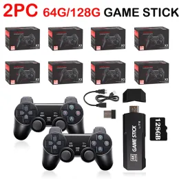 Consoles 2Pc Gd10 Retro Game Console 4K Saída HD Baixa Latência TV Game Stick 2.4G Dual Handle Console de videogame portátil para PSP Ps1 N64