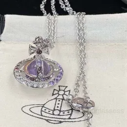 Planet Designer Necklace for Woman Vivienen Jewelry Viviane Westwood High Version Western Sparkling Diamond Gradient Star Ring Threedimensional