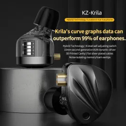 Cuffie KZ Krila InEar Auricolari in metallo Driver magnetico planare IEM Cuffie HIFI Monitor Auricolari Bass Auricolare sportivo