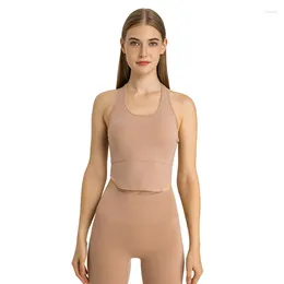 Camisas ativas com logotipo Lu Sutiã esportivo sexy feminino acolchoamento removível confortável yoga fitness regata