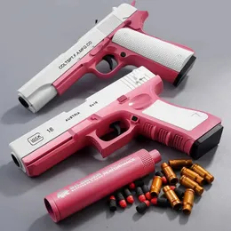 Glock Toy Pistol Soft Bullet Toy Guns M1911 Shell Ejected Foam Darts Blaster Manual Airsoft Weapon with Silencer For Kids Adults 240220