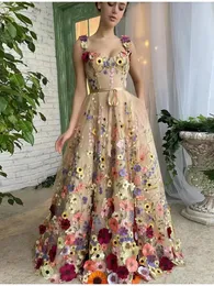 Fiore 3D pizzo pieghettato dolce vestito da festa delle donne sexy impero elegante vestito da donna 2024 primavera/estate vestito da donna alla moda 240223