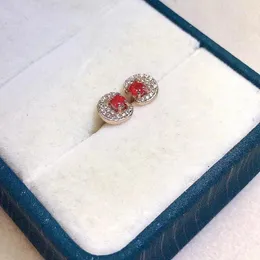 Серьги-гвоздики, маленькие серебряные луны с драгоценными камнями 3 мм, натуральный рубин, твердый 925 пробы
