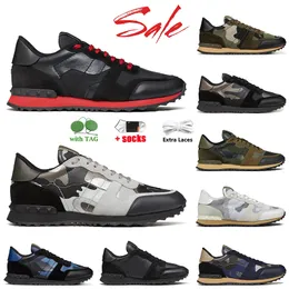 2024 Designer Rockrunner Camo Scarpe casual di lusso Top in pelle Camouflage Suola in gomma Verde militare Triple Nero Bianco Grigio donna uomo Moda Outdoor Sneakers piatte