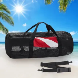 Equipamento portátil de malha para mergulho, bolsa extra grande de bagagem fitness com alça de ombro ajustável para viagens, academia e treino