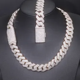 Pass Diamond Test Hip Hop Jewelry Vvs Stone Shiny 4Row 20Mm Men Sterling Sier Necklace Moissanite Cuban Link Chain