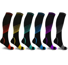 Vstriped Knee High Compression Socks Mężczyźni sportowe skarpetki bawełniane Fit Atletyczne bieżące pielęgniarki.