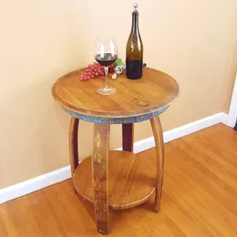 Приставной столик Isabella с нижней полкой — винная бочка Мебель для винных бочек ручной работы