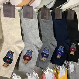 Men's Socks Good Quality Cartoon Gentleman Bear Cotton Harajuku Style Sport Boys Skateboard Novelty Breathable Christmas Gifts