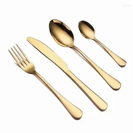 Servis uppsättningar Spklifey Cutery Forks Knives Spoons Table Gulde Gold Set rostfritt stål Fork Spoon Knife Dining Drop