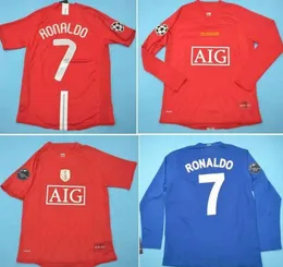 Top 2008 Manchester Final Moscow Ronaldo Retro Jerseys Classic Vintage 08 09 Scholes Vidic Soccer koszulki piłkarskie Rooney Utd Maillot de Jerseey 33ess