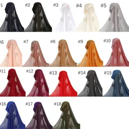 2024 Instant Hijab med Cap Pom Pom Bubble Pearl Chiffon Jersey Scarf Bana Kvinnor Veil Muslim Shawl Wrap Turban Islam Hat Headscarf