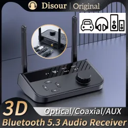 스피커 Bluetooth 5.3 3D 스테레오 오디오 수신기 광학/동축/3.5mm 보조 아날로그 디지털 신호 출력 전선 자동차 스피커 어댑터