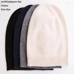 Berets Real Cashmere Hat Women Men Unisex Female Natural Male Knitted Warm Comfortable