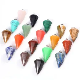 Charms Persönlichkeit Naturstein Quarz Kristall Türkisen Opal Tigerauge Perlen Anhänger Pendum Für DIY Schmuck Machen Halskette Drop Dhrgq