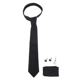 Dangle Earrings Men Polyester Silk Tie Suit Simple Pattern Necktie Kerchief Sleeve Button Clamp Formal Dress Business