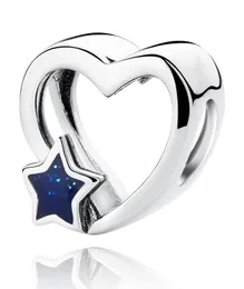 Autentisk S925 Sterling Silver Jewelry Valentine039S Day Blue Star ENAMEL OpenWork Charm Pärla Fit Original DIY -armband Access7183848