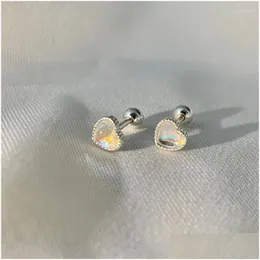 Stud Earrings 925 Sier Needle Opal Love Heart For Women Girls Christmas Party Jewelry Gifts Pendientes Eh454 Drop Delivery Otjzn