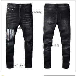 청바지 firmati elastici alti pantaloni motociclista 슬림 핏 strappati effetto consubato pantaloni neri alla moda da uomo # 030 28-38