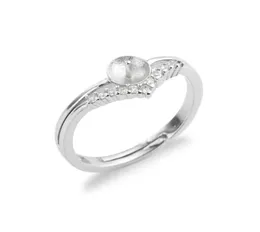 Configurações de pérola anéis em branco zircão claro 925 prata esterlina descobertas diy jóias anel montagem 5 peças9494869