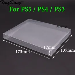 Fall Tingdong 10st Clear Transparent Box Cover för PS5 för PS4 för PS3 -spelkortsamling Display Storage Pet Protective Box