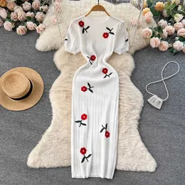 Basic Casual Dresses Crochet dress knitted cut dress Jurk womens beach dress 2023 womens short sleeved vest strapless long dress J240224