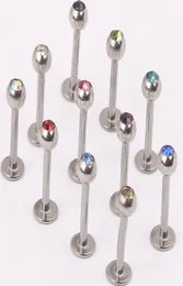 Labret ring L06 100pcs mix 7 color steel crystal lip ring lip bar labret stud biody jewelry6198715