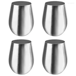 Tumblers Stainless Steel Unbreakable Wine Glasses- Set Of 4 Glasses Portable Tumbler For Outdoor Events Picnics