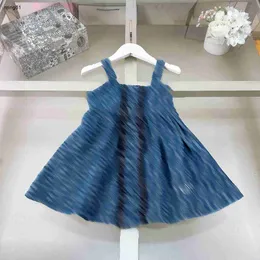 Märke flicka denim klänning bokstäver tryck sling baby kjol storlek 100-150 barn designer kläder broderad logotyp barn frock 24feb20