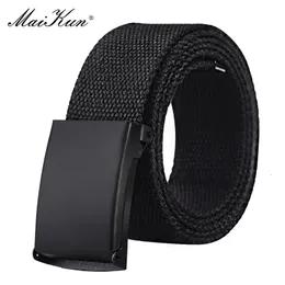 MaiKun Belt Canvas Mens Belts Metal Slider Buckle For Men Male Military Tactical Strap for Pants Jeans 240219