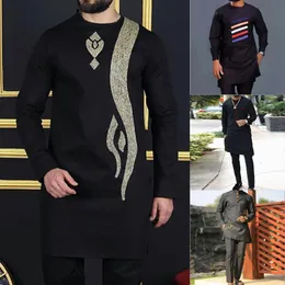 Mens Designer Clother Marca de Luxo Roupas Para Masculino Africano Tradicional Outfit Dashiki 2Pc Elegante Homens Ternos Conjuntos de Calça Completa 240220