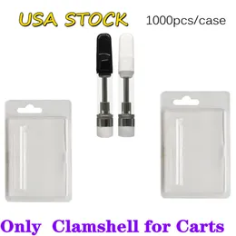USA Stock Clamshell Packaging för 510 VAPE -patroner 1 ml 0,5 ml 1 ml Atomizer Clear PVC Blister Retail Packaging för oljepatron förångare vagnar Fall Emty