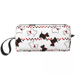 Cosmetic Bags Scottie Dogs Large Makeup Bag Zipper Pouch Travel Animal Dog Portable Toiletry For Women