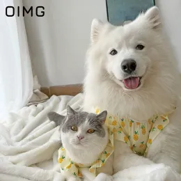 Klänningar oimg ananas tryck stor hund klänning vår höst tunna medium stora hundar kläder samoyed grän collie labrador hat kjol