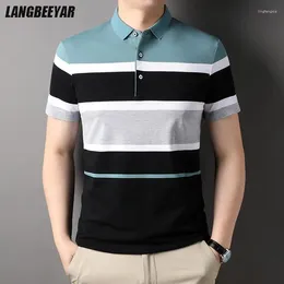 Men's Polos Top Grade Yarn-dyed Process Cotton Luxury Stripped Summer Fashions Casual Polo Shirt For Men Short Sleeve Tops Clothing