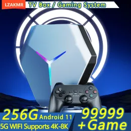 لوحات المفاتيح الجديدة ترقية Mecha A950 TV Box Gaming System 70 Emulator 256G 99999+ Game 5G WIFI تدعم 4K8K Android 11 CHARE 3A GAME CONSOLE