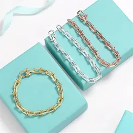 bracelett U bracelets chain exquisite chain jewerly letter silver jewlry geometry alphabet bracelet 3 colour delicate geometric chain with box set gifts