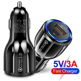 Car Charger Adapter PD20W + QC3.0 Dual Type C USB Fast Charging Port