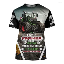 Men's T Shirts Tractor T-shirt Men Car 3D Print Shirt Farmer Short Sleeve Casual Oversize Tee Tops Man Clothing Streetwear