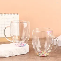 Wine Glasses Handle Transparent With Wall Coffee Cup Fillings Cups Breakfast 1pc Glitters Drink Tea Double Glass Star Insulated