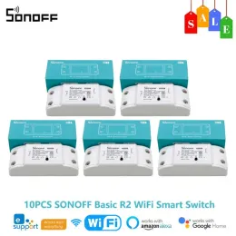 التحكم في Sonoff Basic R2 WiFi Smart Switch Smart Home DIY Switch Module عبر تطبيق Ewelink عن بُعد/التحكم الصوتي يعمل مع Alexa Google Home