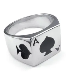 Venda de jóias anel de aço inoxidável masculino poker spade ace personalizado moda 316l anel de aço inoxidável 7759845